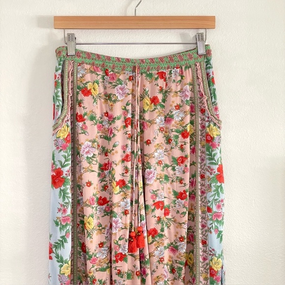 Tulle & Batiste Hosannah Culottes Floral Wide Leg Boho Ankle Pant Lotus M / L - Picture 7 of 16